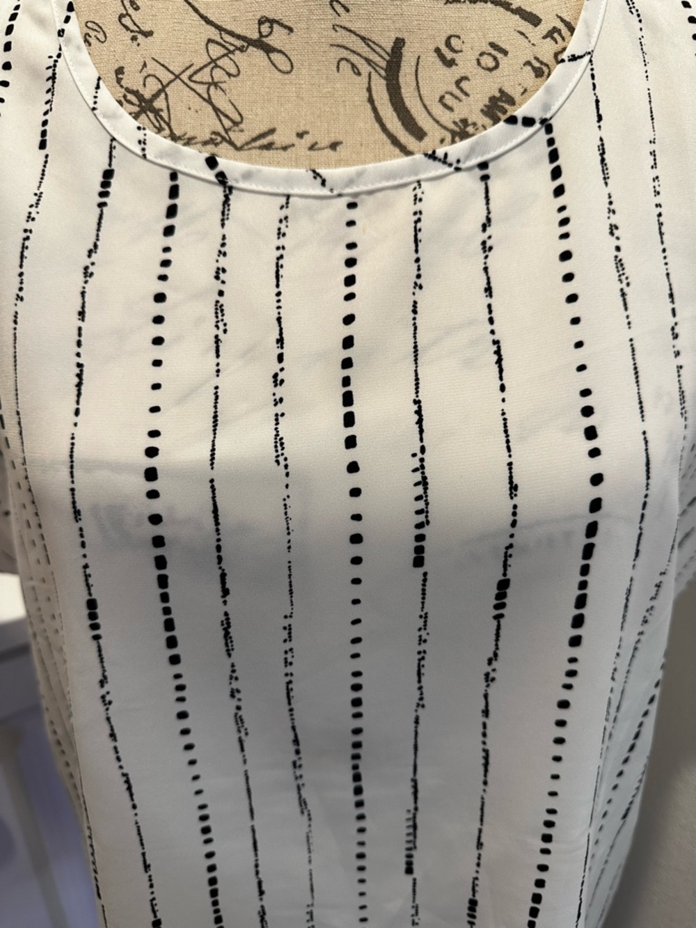 SHEIN White Blouse with Black Vertical Dot Stripes - Picture 2 of 6